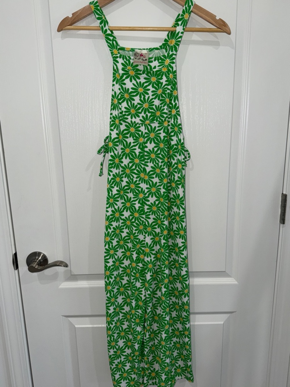 Jenna & Jessie Green Daisy Print Overalls Jumpsuit girls size 10 summer floral